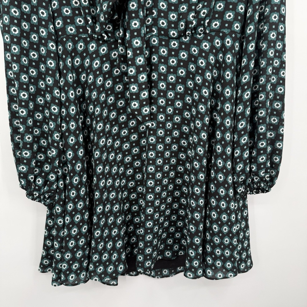 Ted Baker Dress Womens 2 US 4 Printed Neck Tie Long Sleeve Cinch Waist Mini - Picture 4 of 13